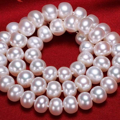 天然新款唯美珍珠项链圆白色强光高端大气送女友妈妈礼物长辈首饰