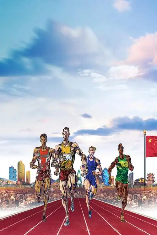 背景搜索 > 蓝色手绘全民马拉松海报 000