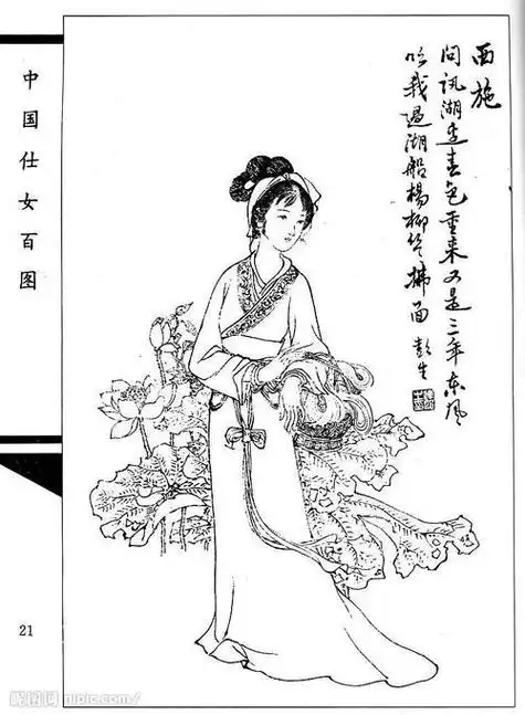 古代人物简笔画美女四大美女