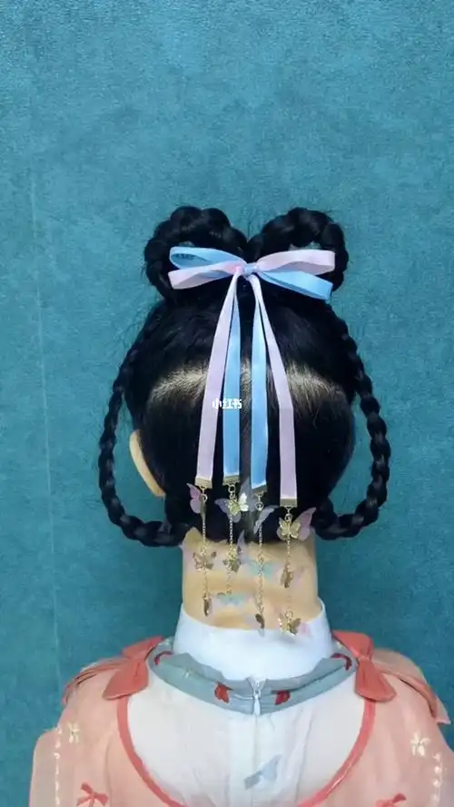 汉服古风发带发型几根麻花辫就可以搞定