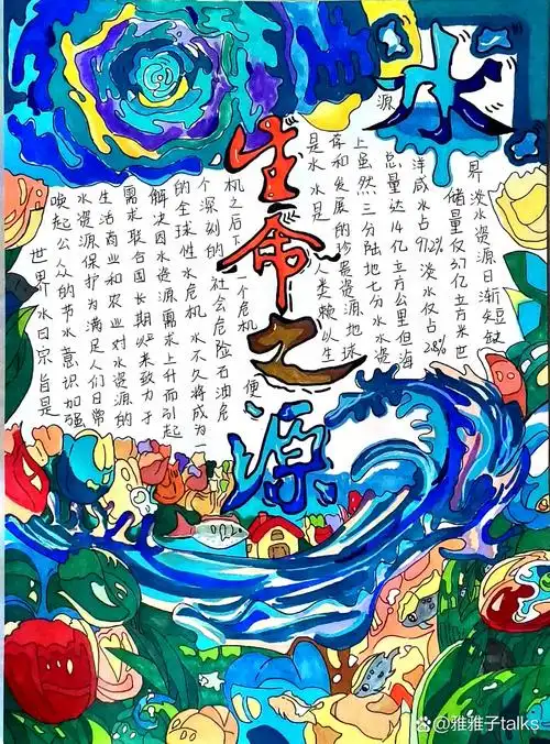 《水是生命之源》手抄报