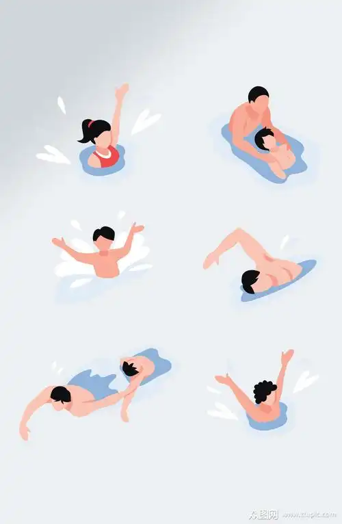 卡通游泳人物免抠素材模板下载-编号2079751-众图网