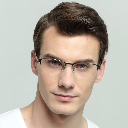 近视眼镜男防蓝光辐射有度数商务半框平光护目镜抗疲劳成品眼睛男