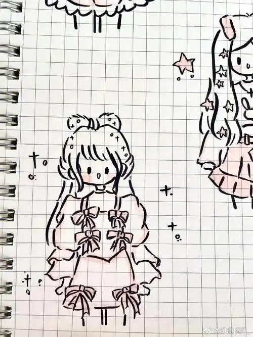超甜简笔画小姐姐90  今日份哒手绘简笔画小人儿来啦  简单易上手