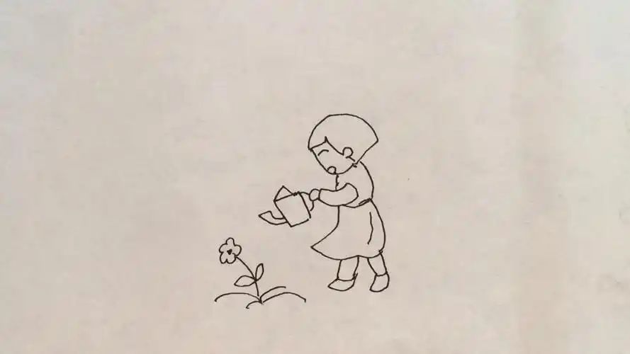 简笔画:浇花