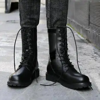 杂酷保暖棉靴大码男靴牛皮长筒军靴加绒 jr8686黑色*单靴 46