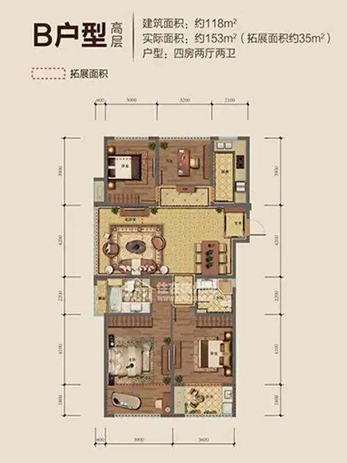 江南国际城118方b户型