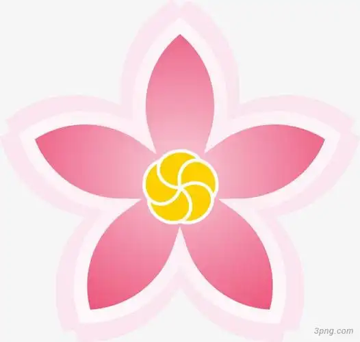 一朵粉色樱花png素材透明免抠图片-卡通手绘