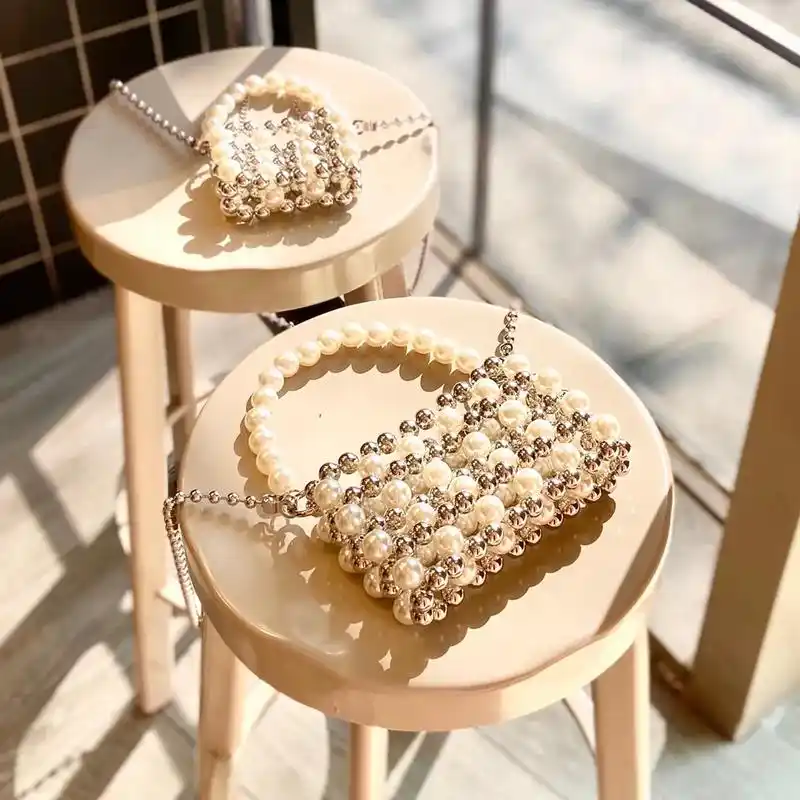 仙女复古风珍珠小方包diy手工串珠包编织包