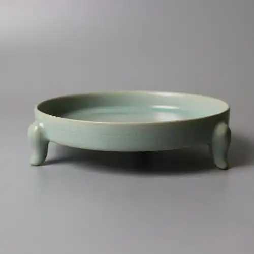 原产地汝瓷宝丰清凉寺仿古釉三足洗博物馆同款汝窑摆件壶承茶盘