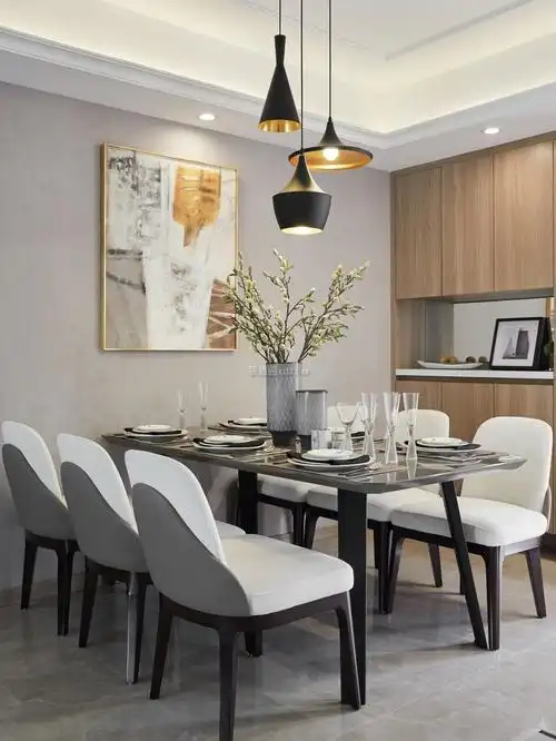 时尚简约现代风格餐厅吊灯布置图片_装信通网效果图