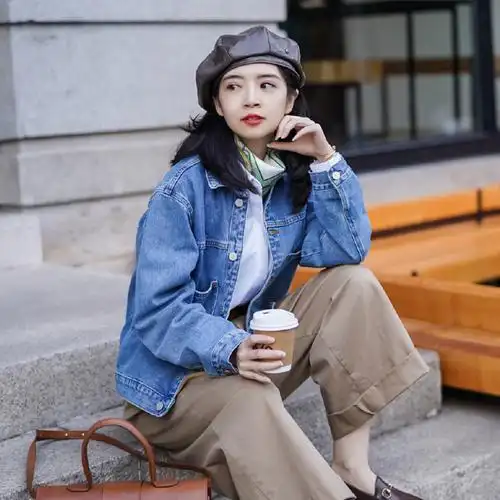 三木呢同款春装19年薄款外套韩版酷的女装帅气牛仔衣休闲宽松夹克