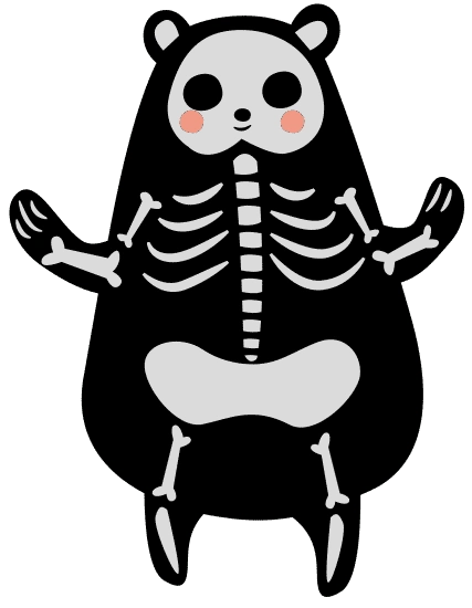 万圣节小动物骨骼卡通描边插画元素骨骼
