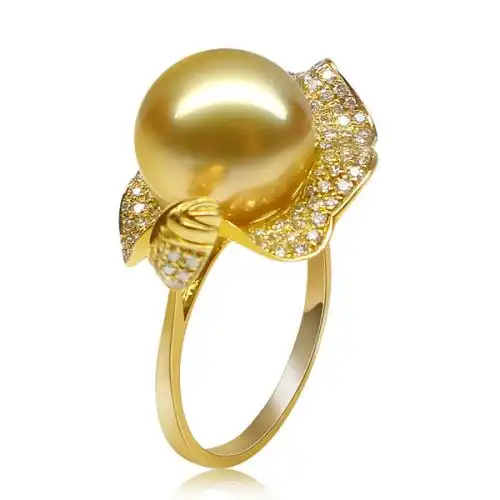 高端原创珠宝品牌yespearl珍珠美人南洋金珍珠戒指【荷塘月色】,14