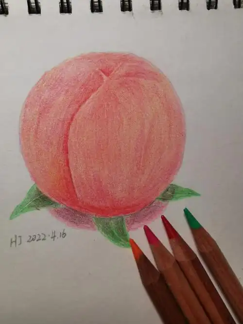 自学彩铅桃子