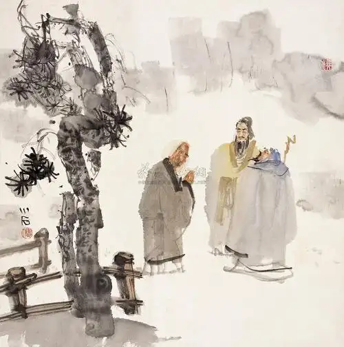 【虎溪三笑 镜心 设色纸本】拍卖品_图片_价格_鉴赏_绘画_雅昌艺术品