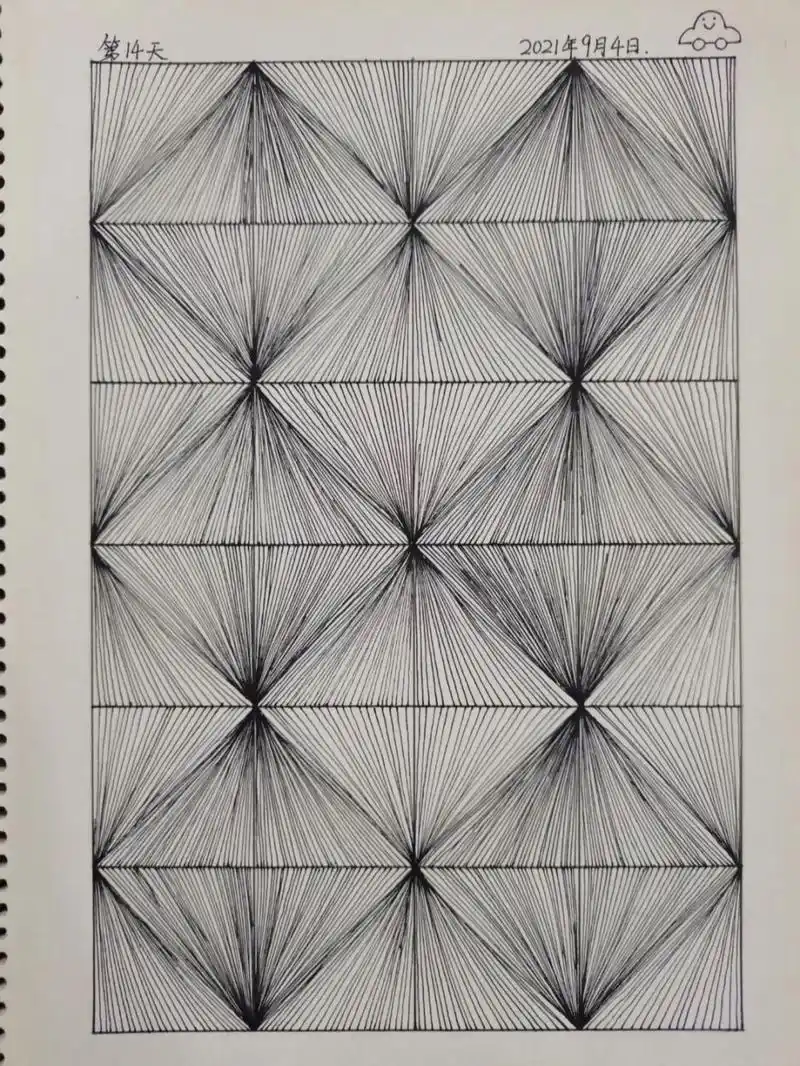 [抓狂]看似简简单单,画完你就知道了… 	 #控笔# #黑白线条画