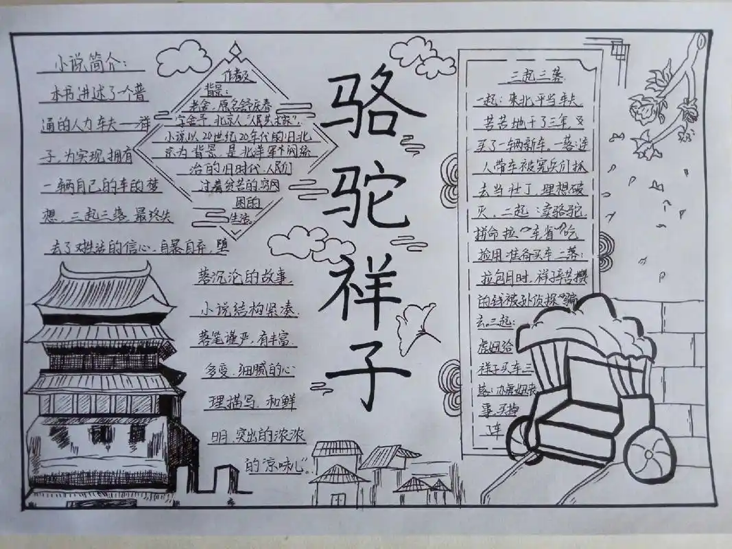 《骆驼祥子》手抄报 小红书上搜的素材综合在一起的 只分享,不出教程