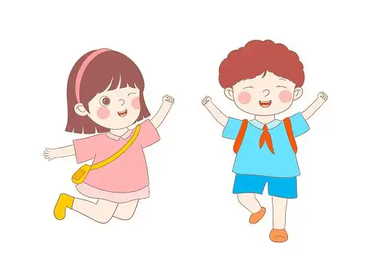 学生png素材卡通可爱男生女生开心唱歌拉小提琴png素材卡通人物幸福的