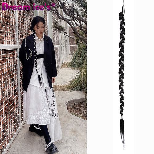 新款时尚假发马尾长款高温丝脏辫成品走秀摄影拍照中式发型马尾辫