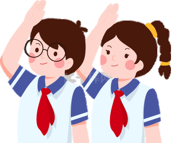 卡通敬礼少先队员学生动图gif