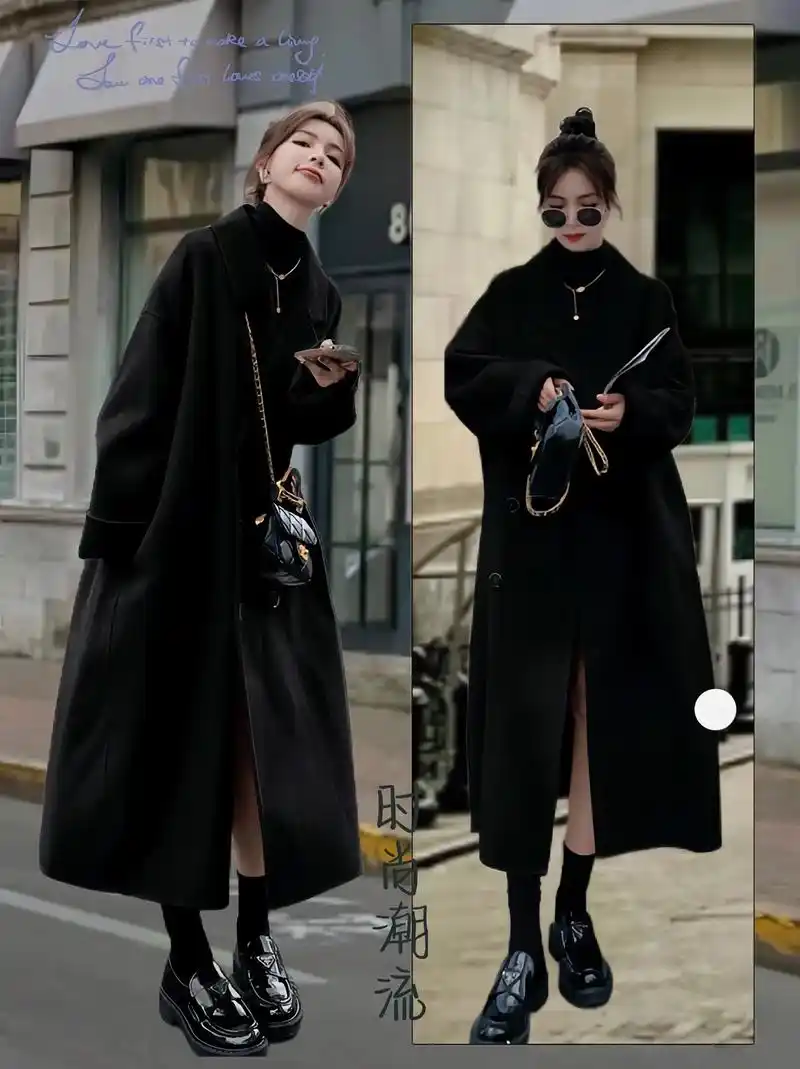 气质韩版双面毛呢大衣
