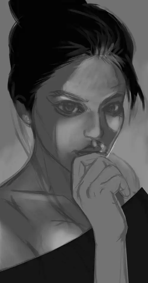 女孩黑白肖像画