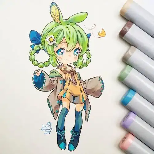 新手期建议大家画一些q版人物,q版动漫人物的线条比较简单,从线稿到