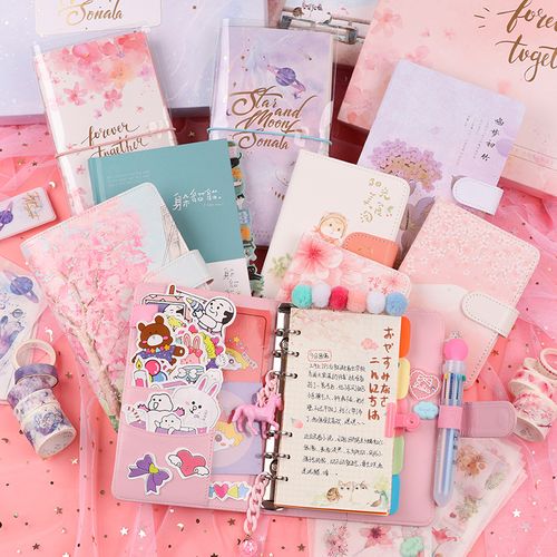网红手帐本可爱少女心手账本记事本日系日记本文具礼盒套装小学生活页