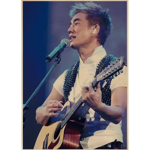 任贤齐歌手牛皮纸海报奶茶茶店咖啡厅ktv宿舍餐厅现代装饰画