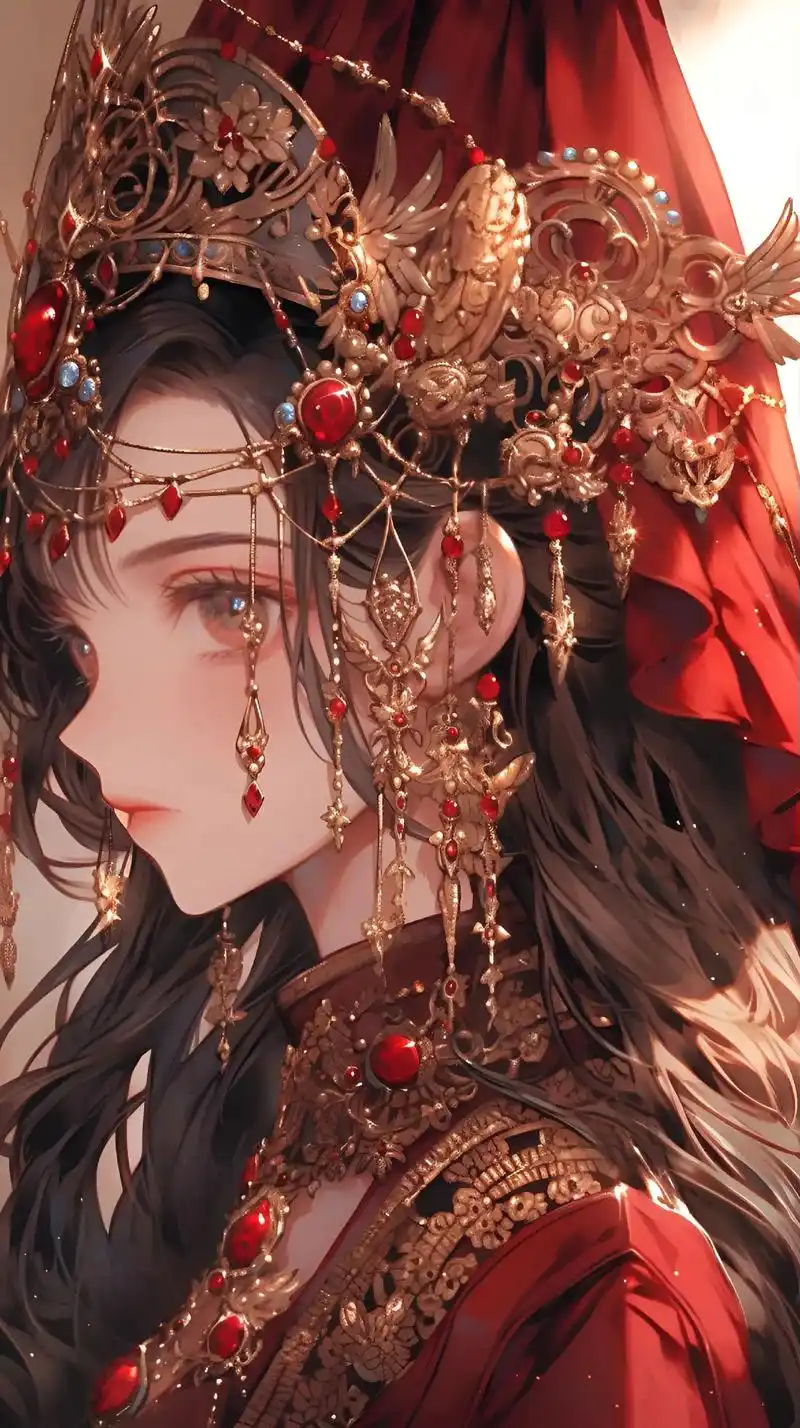 国风插画 #美图分享 #红衣古装 - 抖音