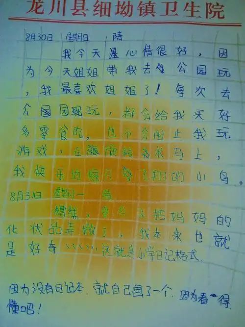 小学生日记格式怎么写要图?着急一定采纳还有悬赏