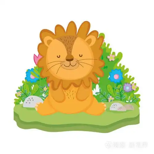 可爱的小狮子字符矢量插图设计