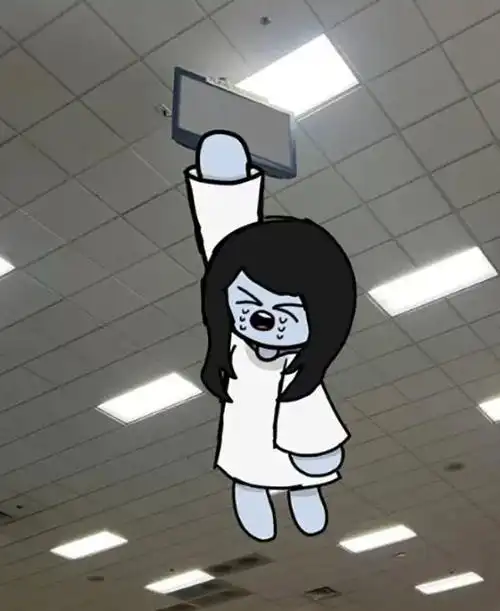 如果有一天,贞子从挂顶的电视机里爬出来