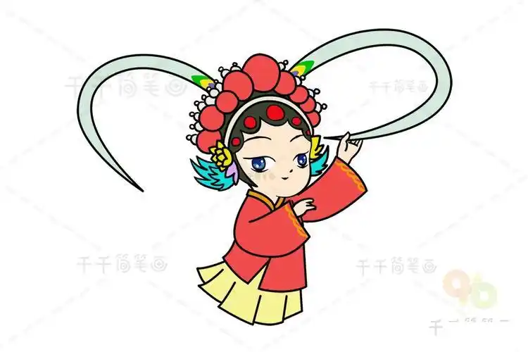 怎么画花旦简笔画戏曲花旦简笔画京剧花旦简笔画戏曲人物花旦简笔