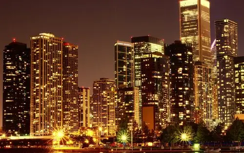 美国,城市夜景,摩天大楼,建筑物,灯,照明 3840x2160 uhd 4k 高清壁纸