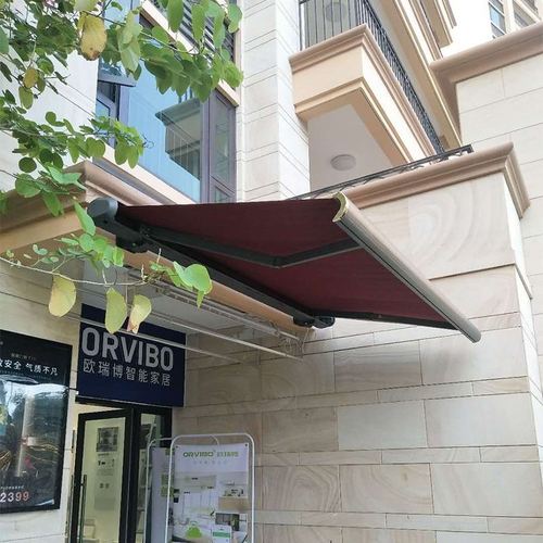 (重发)遮阳双开伸缩篷加强型法式遮阳棚梯形固定雨蓬棚门头雨搭