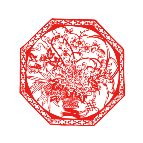 中国古典传统元素 剪纸 窗花 png