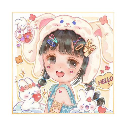 人物动漫公主填色装饰画 动漫女孩1 实木内框 20*20cm(彩色画板 颜料