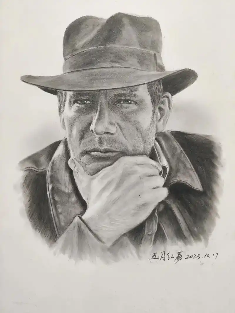 戴礼帽的外国男人.#创作灵感 #人物肖像 #一起学画画 #素 - 抖音