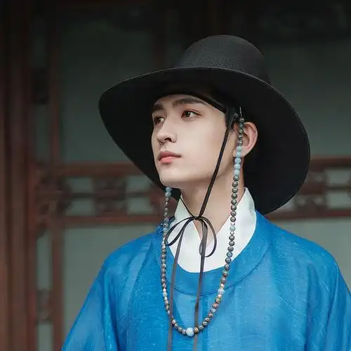 君陈原创草编文物复原原款圆顶汉服帽子首服帽子