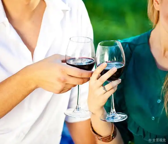情侣_拿着_红酒杯_花园_男人_女人_碰杯_葡萄酒_高清图片_全景视觉
