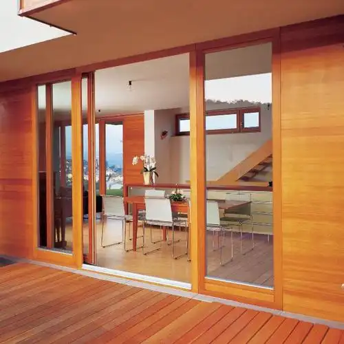 阳台滑动玻璃门 / 木质 / 铝制 / 双层玻璃