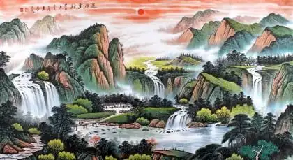 聚宝盆山水画赏析招财进宝祥迎福来