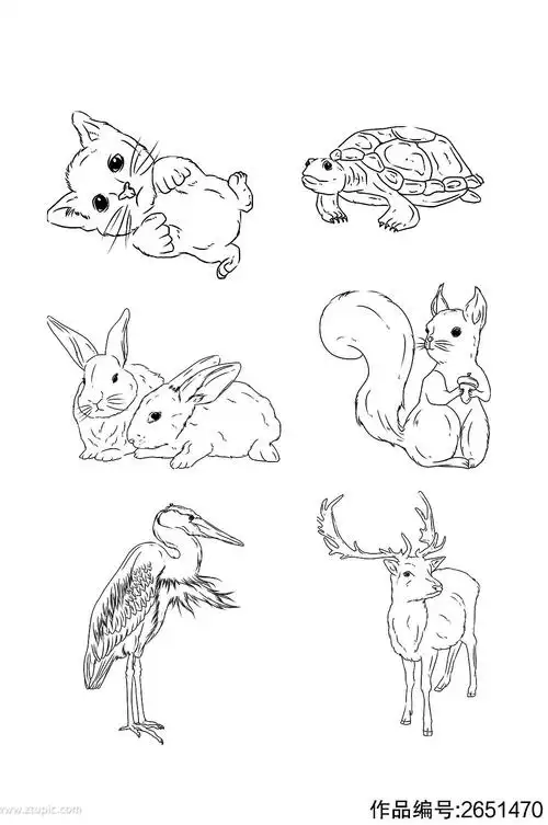 手绘线条动物元素素材