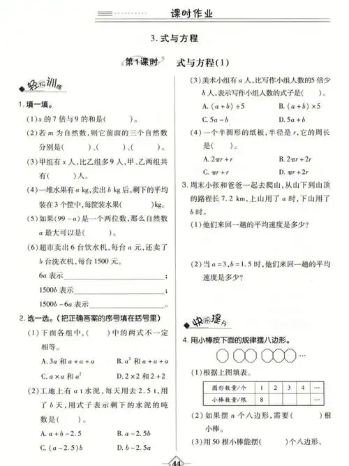 六年级下册数学总复习数与代数练习题