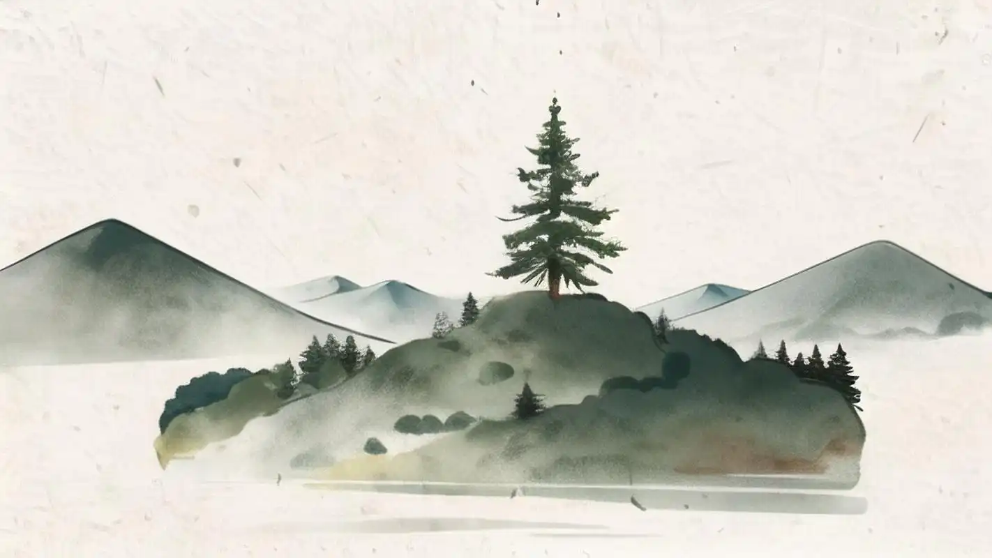 古风ppt背景图9015,绝美山水画