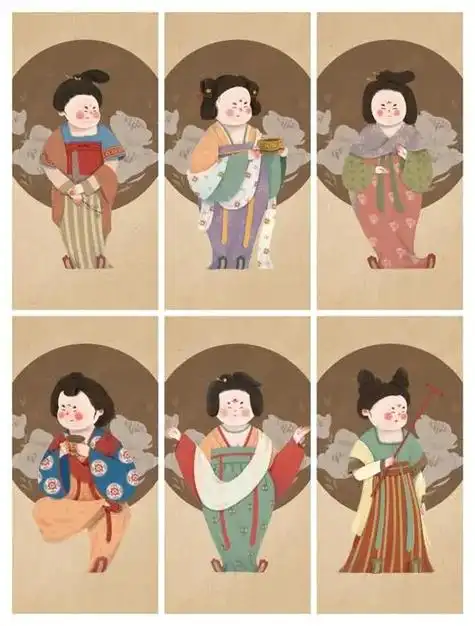 唐朝仕女图q版胖胖的女孩子多可爱    - 抖音