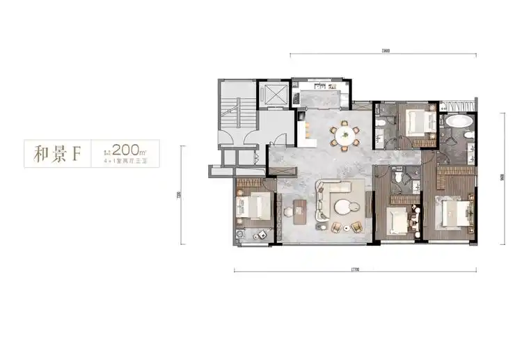 户型图:f户型200平米