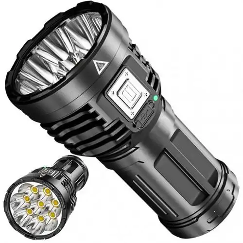 新款应急八核强光手电筒超亮led强光cob多功能户外usb充电筒跨境